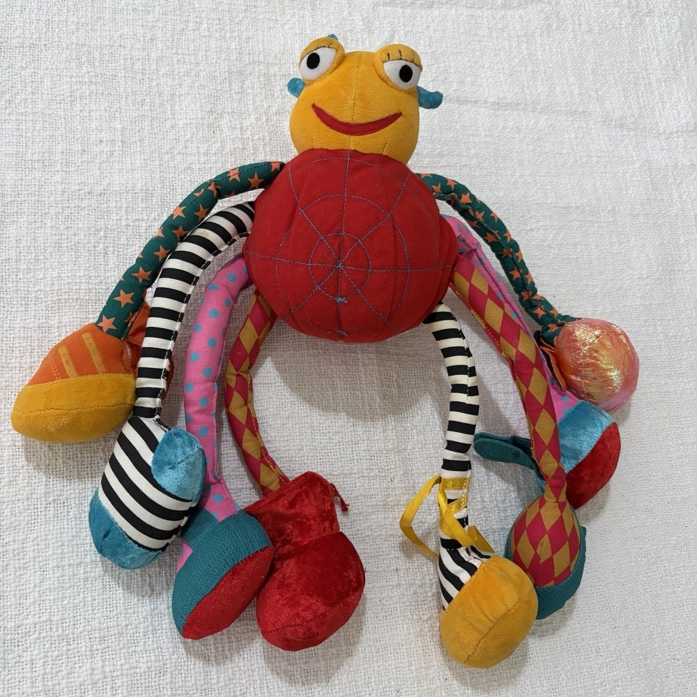 Jelly Kitten 18" Stuffed PLUSH SPIDER TEETHER CRINKLE BABY CHIME TOY RARE